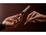 Set Ballpoint Pen Ecridor™ Damier Grey Silver & Black Leather Case