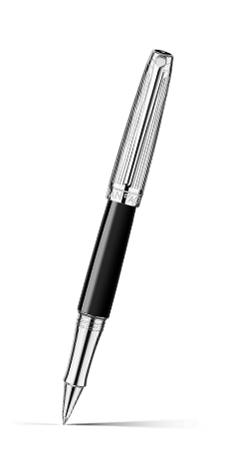 Silver-Plated, Rhodium-Coated LÉMAN BICOLOR Black Roller Pen