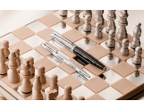 Set Ballpoint Pen Ecridor™ Damier Grey Silver & Black Leather Case