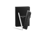 Set Ballpoint Pen Ecridor™ Damier Grey Silver & Black Leather Case