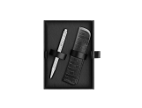 Set Ballpoint Pen Ecridor™ Damier Grey Silver & Black Leather Case