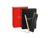Set Ballpoint Pen Ecridor™ Damier Rose Gold & Black Leather Case