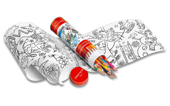 Metal tube 18 Swisscolor water-soluble Colour pencils + poster of Swiss Animals